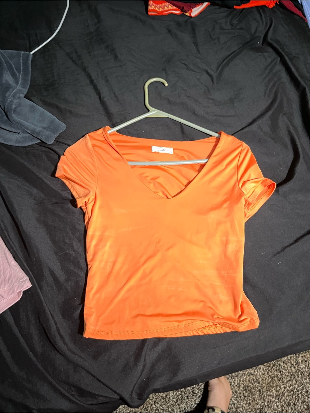 Women's Orange V-Neck Crop Top